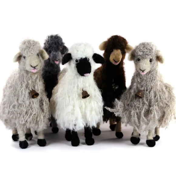 Needle Felted Bell Sheep 5.5 inch