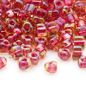 Miyuki Beads - Triangle # 5 - Amber Fuchsia Clear lined
