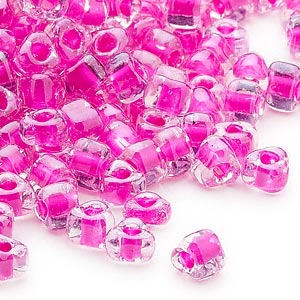 Miyuki Beads - Triangle # 5 - Fuchsia Clear Lined