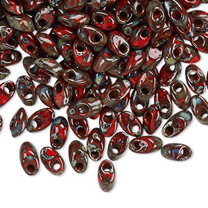 Miyuki Beads - Magatama # 5 - Picasso Red